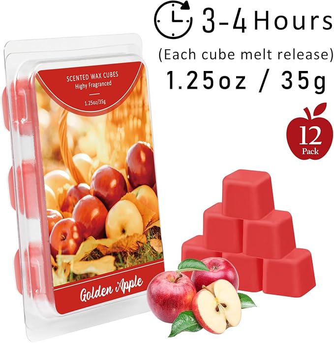 STRN Scented Wax Melts, Soy Wax Cubes Fruit & Food Strong Long-Lasting Summer Fragrances 12 Assorted Scents, Lemon, Mango, Mint, Bedroom, for Living Room, Office, 12 * 1.25 oz