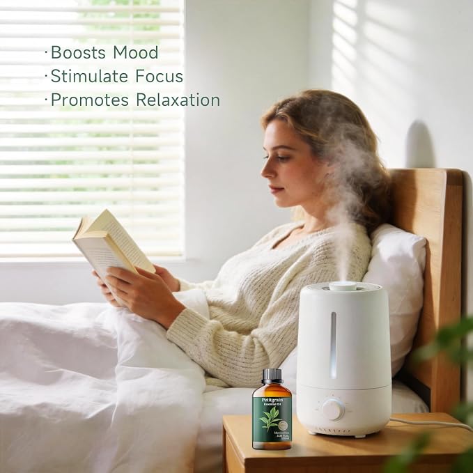 Petitgrain Essential Oil, Pure Mumianhua Natural Citrus‑Woody Aroma for Bedtime Serenity & Pillow Mist, Evening Wind‑Down, Diffuser, Skin, Hair, Candle Making – 3.38 Fl Oz