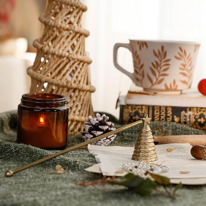NIKKY HOME Candle Snuffer, Vintage Candle Extinguisher with Long Handle, Christmas Tree Shape Decorative Metal Wick Flame Snuffer Candle Accessory