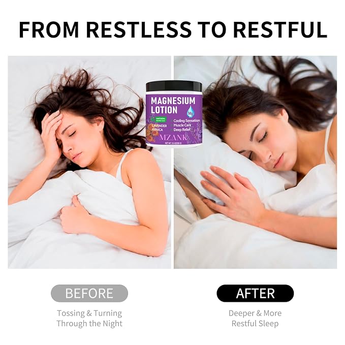 MZANK Magnesium Lotion with Lavender & Arnica – Fast-Absorbing Magnesium Cream for Restful Sleep,Muscle Relief and Relaxation,Deep Moisturizing Care for Hands,Legs,Feet,Self-Care Gift for Women