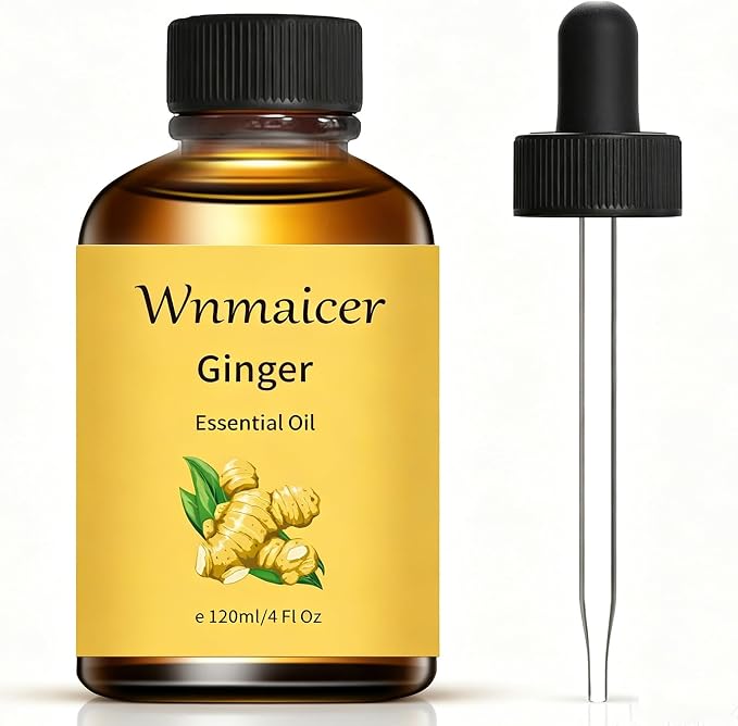 Ginger Oil 4 Oz -Premium Ginger Essential Oil for Skin, Massage, Diffuser, DIY Soap & Aromatherapy 120 mL