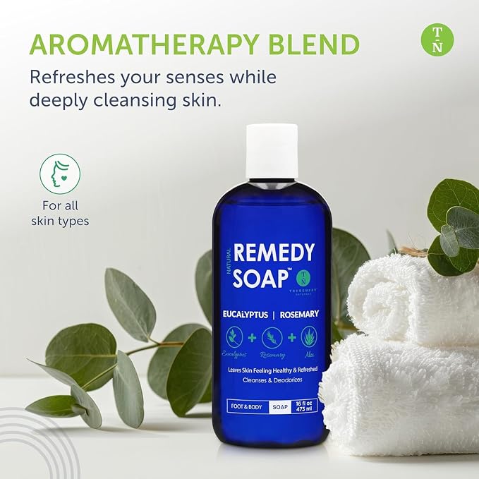Truremedy Naturals Eucalyptus Rosemary Body Wash - Refreshing & Hydrating Shower Gel for Men and Women – Plant-Based Cleanser - Organic Eucalyptus, Rosemary, Jojoba, Aloe - 12oz