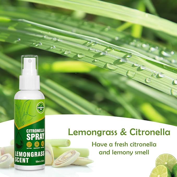 SCENTORINI Citronella Spray with Lemongrass Essential Oil, DEET-Free, 6.76 oz (2 Pack) Air Freshener Mist, Plant-Based for Home, Patio, Outdoor, Courtyard, Camping, Hiking, Traveling, Fishing