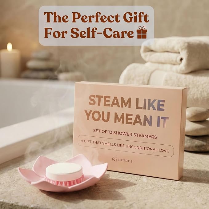 MESMOS Lotus Shower Steamer Trays, Silicone Soap Holder & Small Shower Steamer Dish, Self Draining Flower Tray for Spa Gifts, Self Care & Mom Relaxation