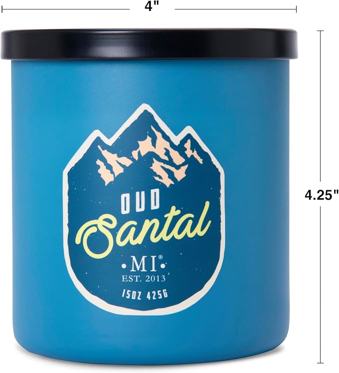 Manly Indulgence Oud Santal Scented Candles for Men, 2 Wick, 15 oz Premium Soy Blend Wax, 60H Burn, Candles for Home Scented – Made in The USA