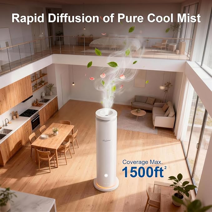 Waterless Scent Diffuser Starter Kit with 5 Essential Oils, Luxury Hotel-Class 1500 Sq Ft Cover Aromatherapy Diffuser Oil Machine with 4 Timers & 6 Mist Levels, 4.06Oz Air Diffuser for Home