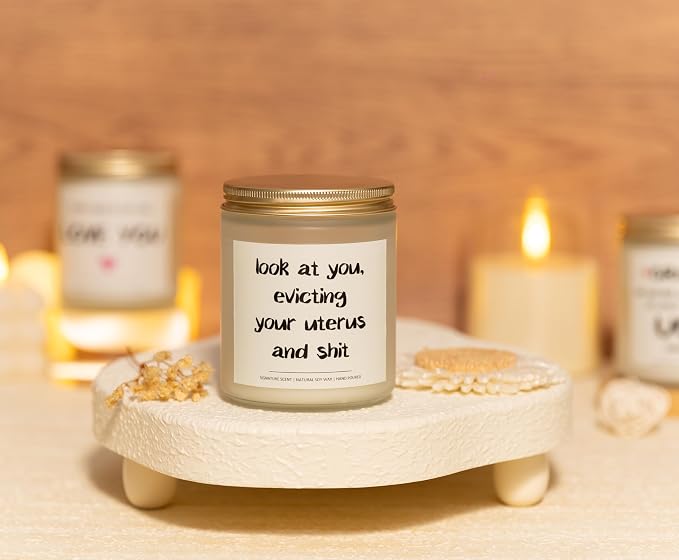 Lavender & Eucalyptus Soy Wax Candle, 7OZ - Hysterectomy Recovery Gifts, Hysterectomy Gifts, Get Well Soon Gift for Women, After Surgery Gift for Women, Look at You Evicting Your Uterus and Shi*t