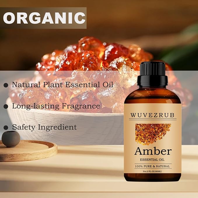 Amber Essential Oils 60ML, 100% Pure and Natural Essential Oil for Aromatherapy Diffuser - 2 Fl Oz/Amber