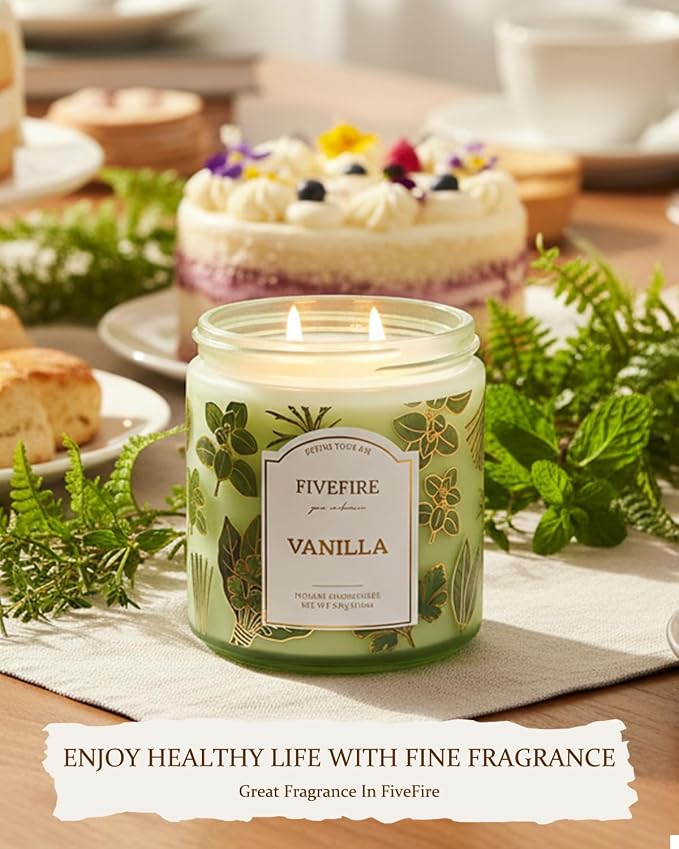 Vanilla Scented Candles for Cozy Home, 13oz Natural Soy Wax 2-Wick Jar, Up to 76-Hour Clean Burn, Creamy Warm Vanilla Home Fragrance, Gift for Women Men