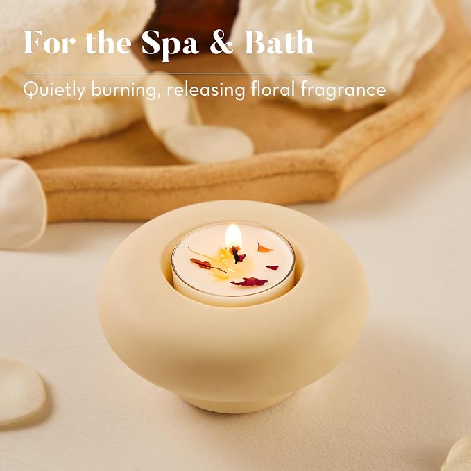 Ashlux Acrylic Rose Soy Wax Scented Tea Lights, 16-Pack Bulk – 4-Hour Long Burning, Non-Paraffin, Smokeless,Tealight Candles for Weddings, Table Centerpieces, Home Decor & Christmas