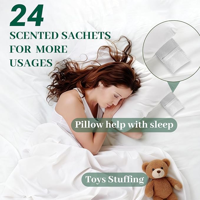 24 Pack Jasmine Sachets for Drawers and Closets, Lingering Jasmine Drawer Sachets Closets Freshener for Clothes Long Lasting
