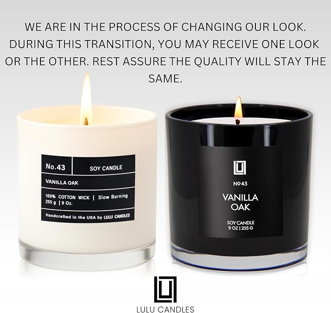 Lulu Candles | Vanilla Oak | Luxury Scented Soy Jar Candle | Hand Poured in The USA | Highly Scented & Long Lasting- 9 Oz.
