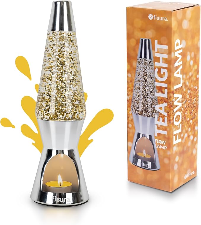 Fisura - Magma lamp with Candle for Adults Without Electricity. Candle lamp, Friendly with the Nature Lamps. Original Gift. 11.4 in x 3.3 in (Candles not Included) (Glitter)