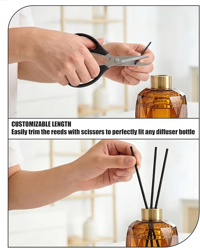 250 Pcs Reed Diffuser Sticks, 10 Inch Black Fibre Diffuser Reeds (3mm), Essential Oil Diffuser Refill Sticks for Home Office Spa & Fragrance
