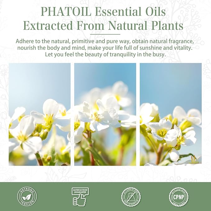 Jasmine Essential Oil 1.01fl.oz/30ml, PHATOIL Jasmine Oils Long Lasting Scents for Aromatherapy, Diffuser, DIY Soap and Candle Making