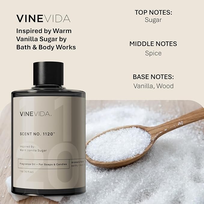 VINEVIDA [16oz] Warm Vanilla Sugar Fragrance Oil for Candle Making and Soap Making - Premium Candle Scents for Soy Candles
