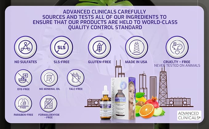 Advanced Clinicals Hyaluronic Acid Moisturizer Face Serum + Collagen Peptide Facial Serum Skin Care Set | Hydrating Serums For Diminishing Appearance Of Wrinkles, Dry Skin, Fine Lines, Set Of 2