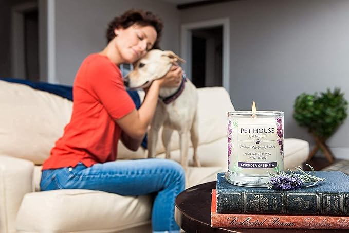 One Fur All Pet House Candle 2 Pack - Plant-Based/Soy - Clean Burning Scented, Long Lasting Pet Odor Candle for Home - Ruby Red Grape Fruit, Fresh Citrus