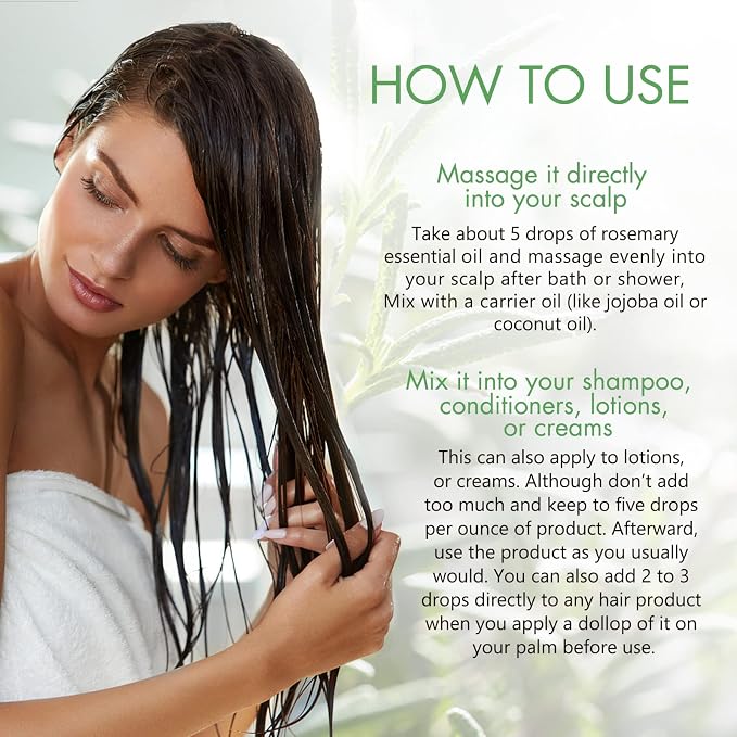 NIFEISHI Rosemary Oil for Hair Growth & Strengthening, Organic 60ml, Rosemary Mint Essential Oil for Scalp, Hair , Eyelashs, Eyebrows, Skin, Body Massage
