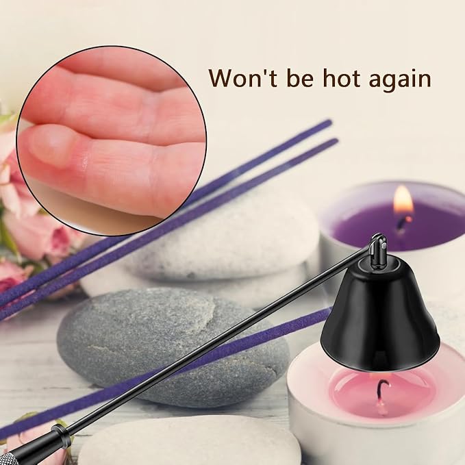 Candle Snuffer Black with Long Handle, Candle Snuffer Extinguisher, Wick Cutter Stainless Steel Wick Clipper Wick Scissor, Candle Wick Trimmer for Candle Aromatherapy Lovers