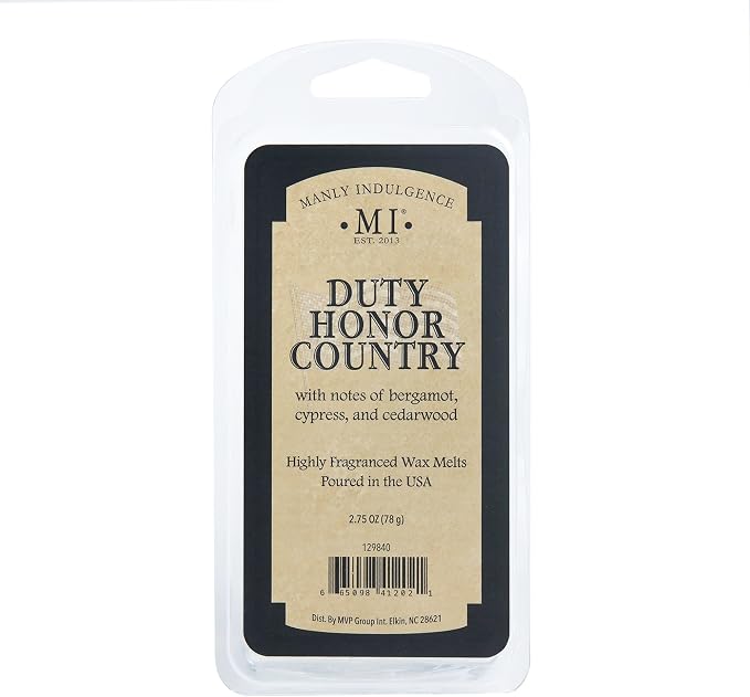 Manly Indulgence Duty Honor Country Scented Wax Melts, Wax Melt Warmer Cubes, Long Lasting Scented Wax Warmer Cubes, 4 Pack, 6 Cubes Each - Made in The USA