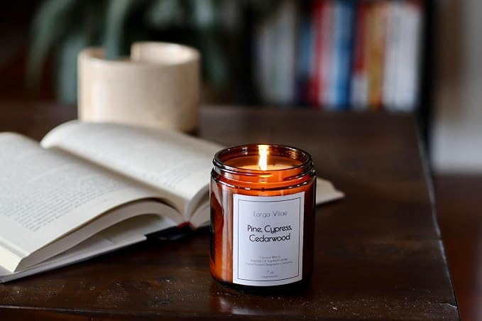 Organic Coconut Wax Aromatherapy Candle | Pine, Cypress & Cedarwood | Non-Toxic, Pet Safe, Allergy Friendly | Phthalate Free | Zero Waste Sustainable Gift