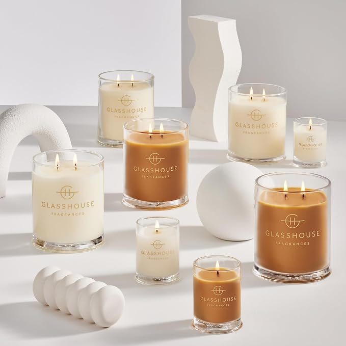 Glasshouse Fragrances Music City Magic Candle, Triple Scented Natural Soy Wax Blend, 2 Wicks & Glass Jar, 65 Hour Burn Time, Peony Rose & Leather, 13.4 oz. (380g)