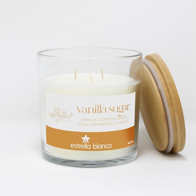 14.5oz Vanilla Sugar Scented Candle, Cozy Fall Home Fragrance, Soy Wax Candle with Long-Lasting Burn, Gift for Women & Men