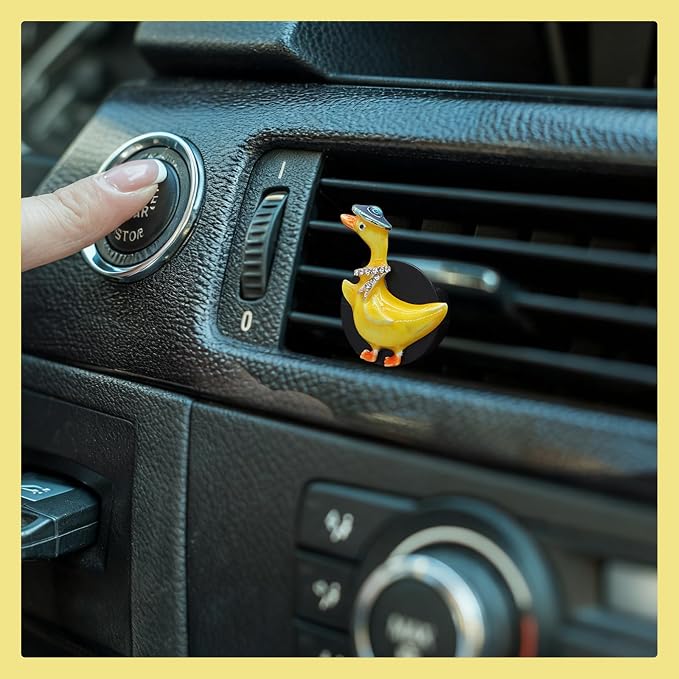 ORIESSE Duck Car Decor,Cute Yellow Duckling Air Vent Clip Car Air Freshener,1pc Kawaii Interior Dashboard Accessories for Women Girl,Refillable Diffuser