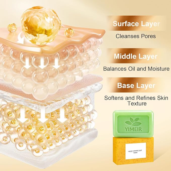 Turmeric Facial Soap & Tea Tree Soap Bars Duo - Natural Brightening & Acne Treatment Gift Set, for Face & Body, Oily, Dull & Sensitive Skin, Day and Night Soap Combo, Outdoor & Home Use