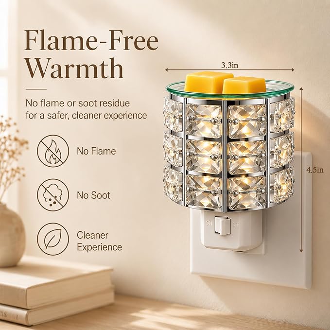 MeplLivs Warmers Pluggable Fragrance Warmer- Decorative Plug-in for Warming Scented Candle (Silver)