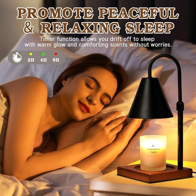 Modern Candle Warmer Lamp with Timer, Dimmable Candle Lamp Warmer, Mothers Day Birthday Gifts for Women Men, Black Candle Warmer, Adjustable Candle Light Warmer, Cozy Living Room Bedroom Home Decor