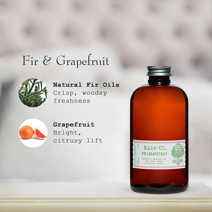 Barr Co. Fir & Grapefruit Reed Diffuser Refill, Invigorating Woody Citrus Aroma Scented Diffusers for Home, All-Natural Fragrance for Women & Men, 8 fl oz