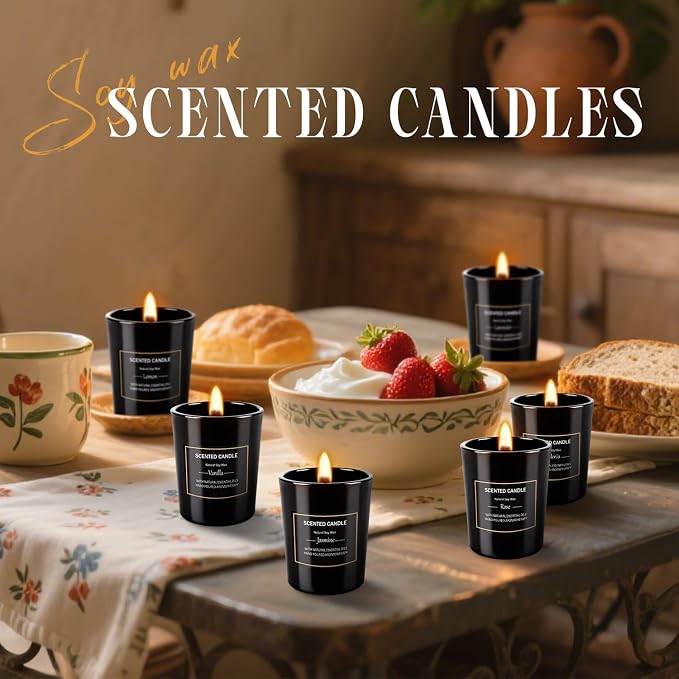 12 Pack Scented Black Candles Gift Set for Dad, Soy Wax Aromatherapy Candles for Home, 12 Masculine Fragrances, Gift from Daughter/Son for June Holiday, Stress Relief & Relaxation for Men