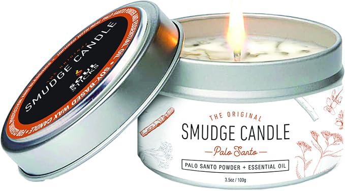 SOUL STICKS Smudge Candle for Cleansing House, Meditation, Chakra Healing, Aromatherapy | 3.5 Ounce Smudge Candle for Spiritual Cleansing (Palo Santo)