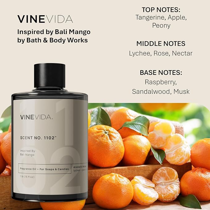 VINEVIDA [16oz] Bali Mango Fragrance Oil for Candle Making and Soap Making - Premium Candle Scents for Soy Candles