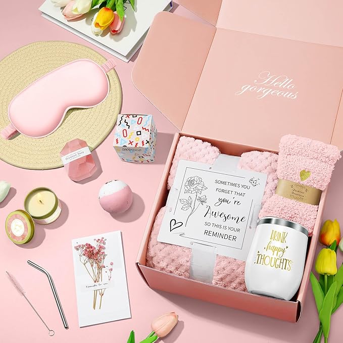 Happy Birthday Gifts for Women Mom Her Friend Sister Wife Grandma, Self Care Gift Get Well Relaxing Spa Gift Basket Set