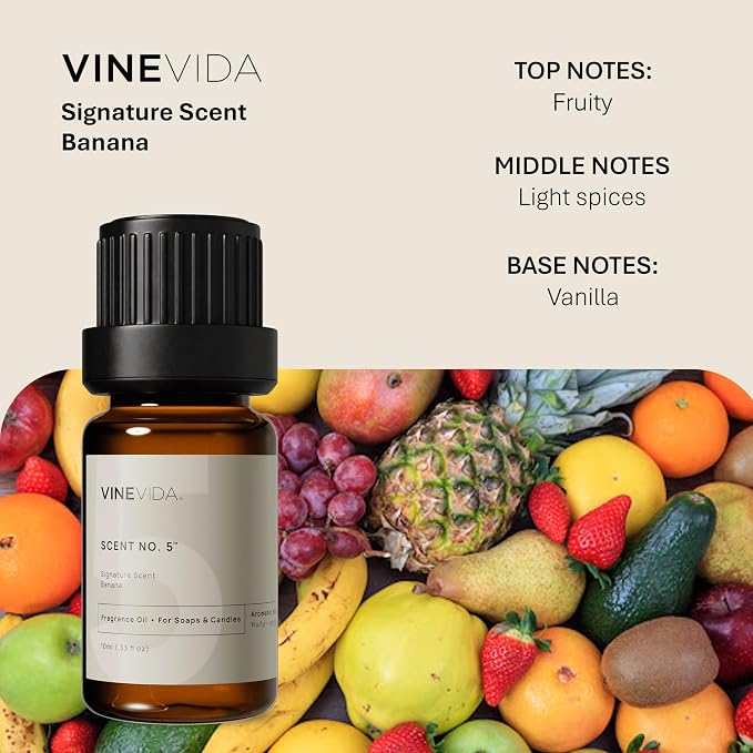 VINEVIDA [0.33oz] Banana Fragrance Oil for Candle Making and Soap Making - Premium Candle Scents for Soy Candles