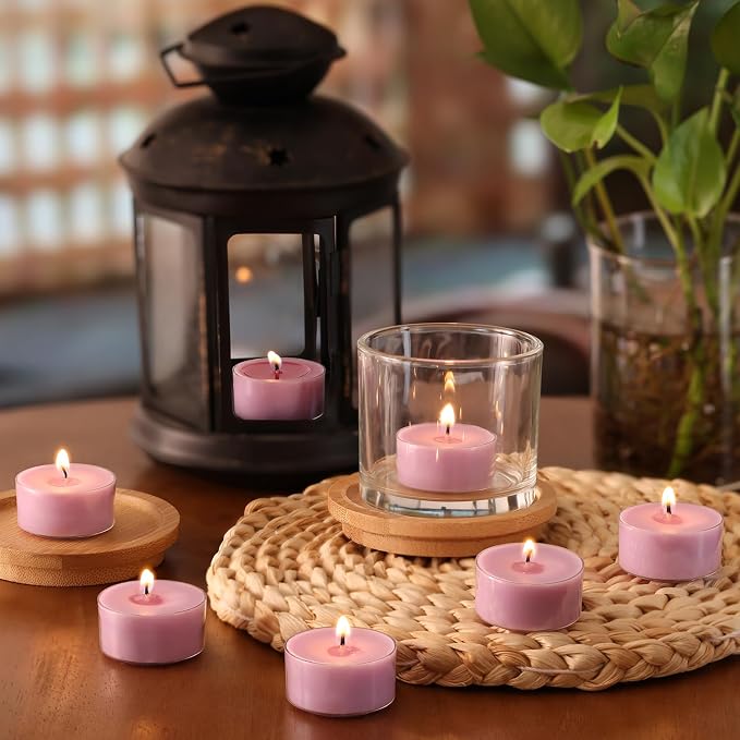 Scented Tea Lights Candles, Lavender Twilight, 16 Pack – Purple Scented Tealight Candles – 100% Palm Wax, 6 Hour Burn Aromatherapy Tea Light Votive Candle for Relaxation, Spa, Yoga, Home Decor