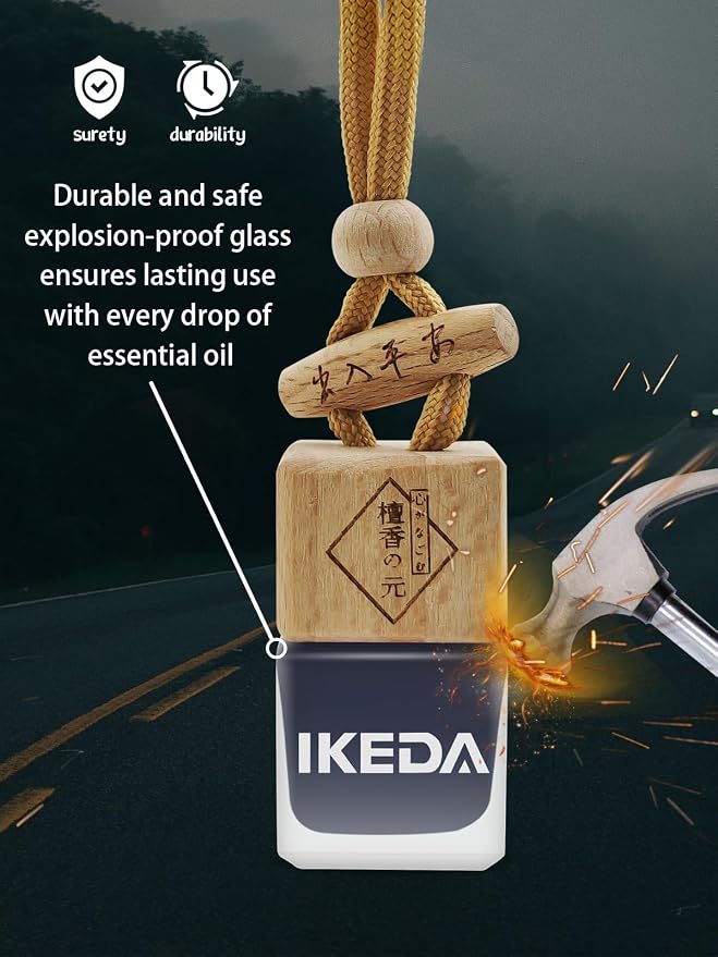 Ikeda Car Air Freshener: Hanging Car Smell Air Freshener | 10ml Hanging Car Perfume | Long Lasting Fragrance | Strong Scents Diffuser for Auto Home (New Car|Square)