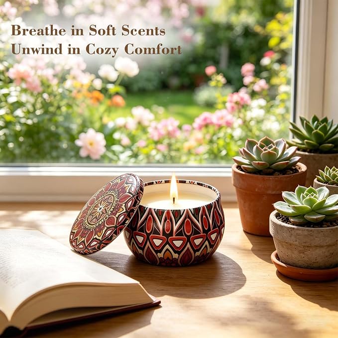 Scented Candles Gift Set, 18 Pack Soy Wax Aromatherapy Candles, 18 Fragrances in Bohemian Travel Tins, 360-Hour Burn, Birthday & Housewarming Gifts for Women