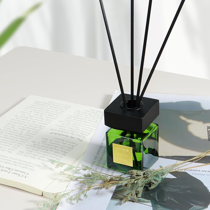 Reed Diffuser Set of 3, White Birch Cedar & Oud Bergamot & Green Tea Tree Essential Oil, 15 Diffuser Sticks, Hotel Collection Bathroom Air Fresheners, 50ml Home Fragrance for Christmas Decor