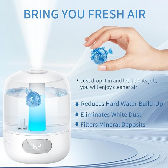 Humidifier Cleaner Fish 12-Pack for Most Humidifiers and Fish Tanks, Humidifier Cleaning Fish and Demineralization Cartridge for humidifiers, Tank Cleaner tablets, Purifies Water, Fights Slime & Odor