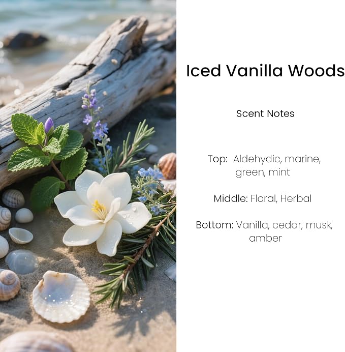 Hanging Car Air Freshener, Long Lasting Essential Oil Diffuser, Non-Toxic Iced Vanilla Woods Scent, Cute Car Fresheners for Women, 2 Pack Made in USA