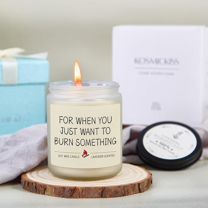 Stress Relief Gifts, Gag Gifts for Women Men, Relaxing Gift for Coworker, Boss, Work Bestie, Best Birthday Christmas Gift for Friend, Sister, Mom, Funny Lavender Scented Candles