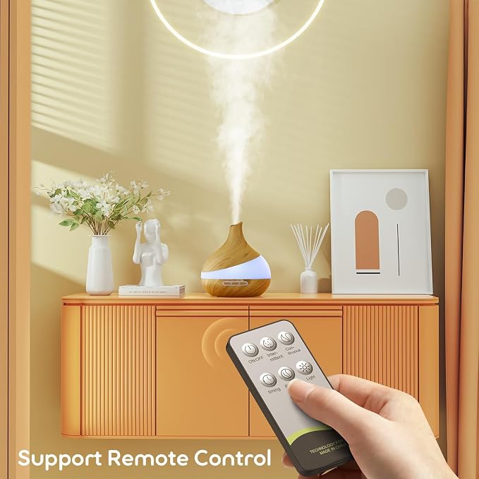 HJTHJT 500ML Essential Oil Diffuser: Aroma Diffuser with Remote Control for Hotel Spa Yoga Room - Humidifier with 14 Colors LED Night Light for Bedroom Home Relaxation