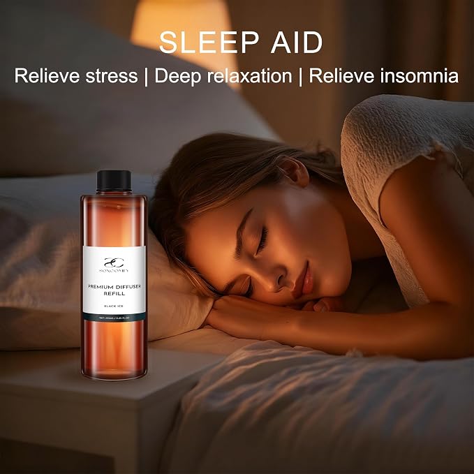 Diffuser Oil Refill, 250ml / 8.45 fl oz, Black ICE - Reed & Aromatherapy Diffuser Oil, Long-Lasting Home Fragrance, Grapefruit, Jasmine & Cedar Notes