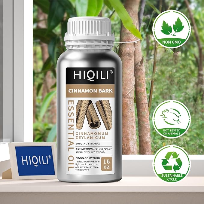 HIQILI Cinnamon Essential Oil for Candle, Spary & Diffuser - Indoor and Outdoor