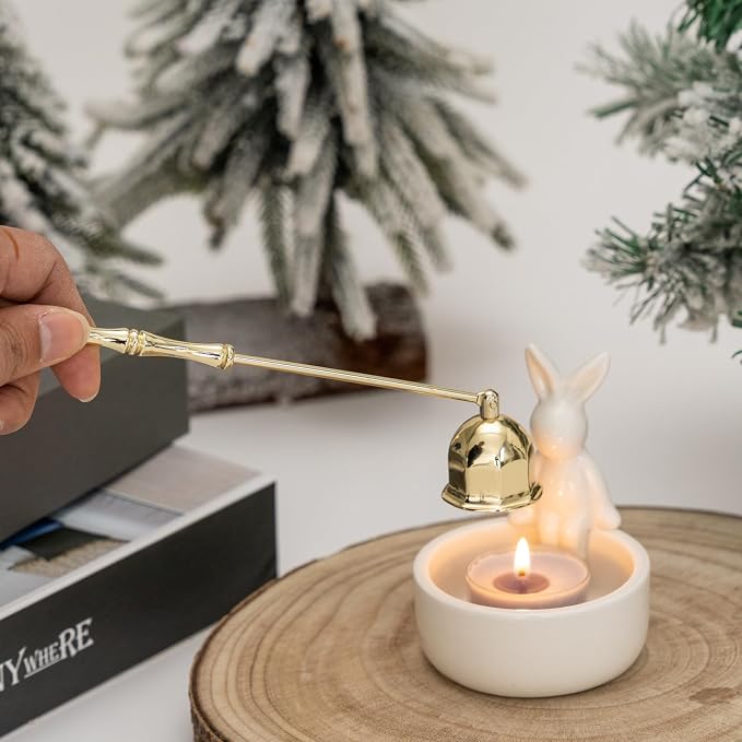 Candle Snuffer Extinguisher,Polished Stainless Steel Candle Wick Flame Extinguish Cover Vintage Tool,Candle Accessory Gift Box (Golden)