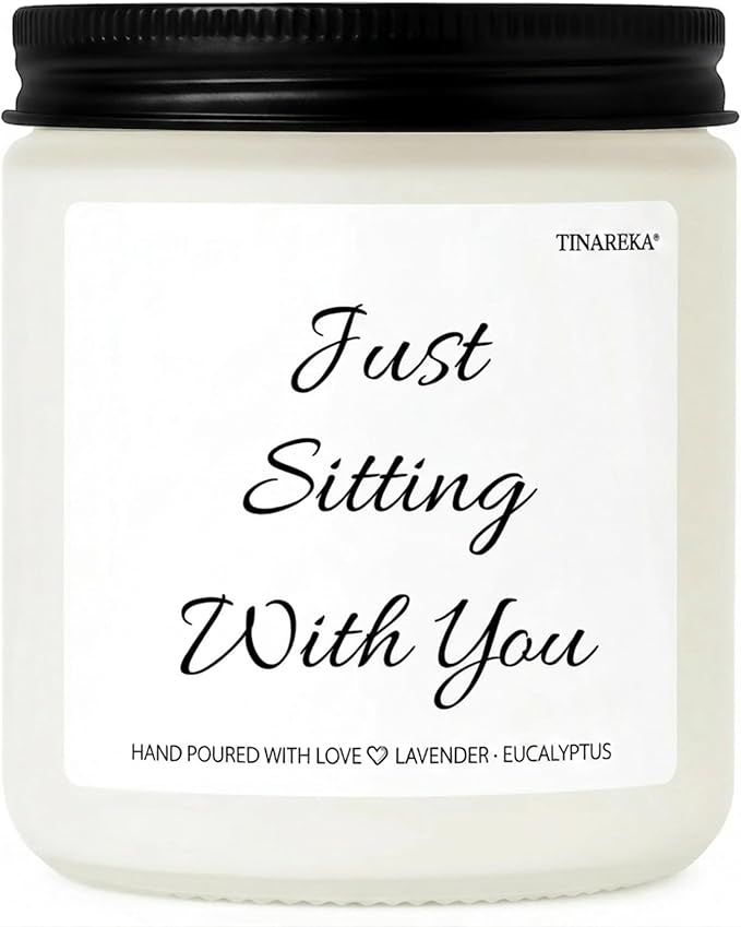 Sympathy Gift for Loss of Loved One - Just Sitting with You Memorial Candle, Lavender Scented Soy Wax, Grief Support Bereavement Gifts, 40 Hour Burn Time, Condolence Gift